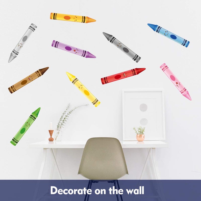 Fancy Land Crayon Wall Decals 10 Color Sticker for School Classroom Art Room Decoration - Image 4
